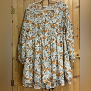 Entro Dress with Orange and Green Floral Design